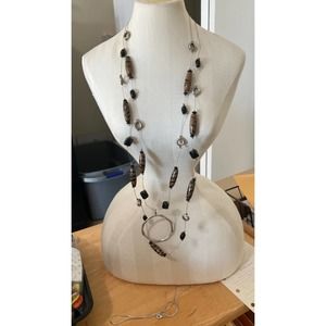 Vintage Chicos Multi Strand Black and Brown Necklace - Retired